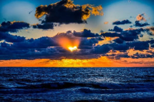sunset with heart around the sun